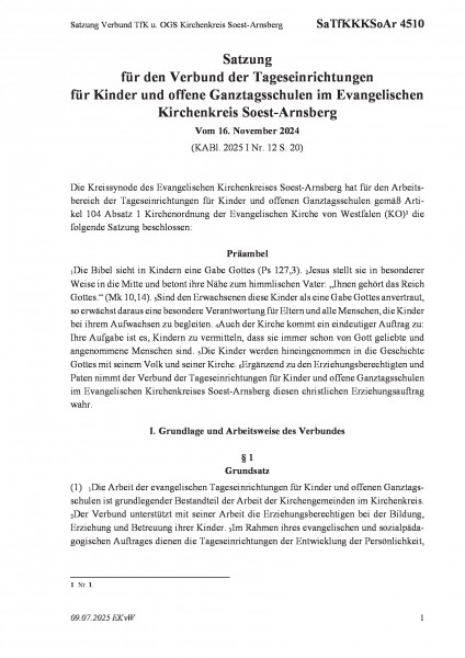 4510 Satzung Verbund TfK u. OGS Kirchenkreis Soest-Arnsberg