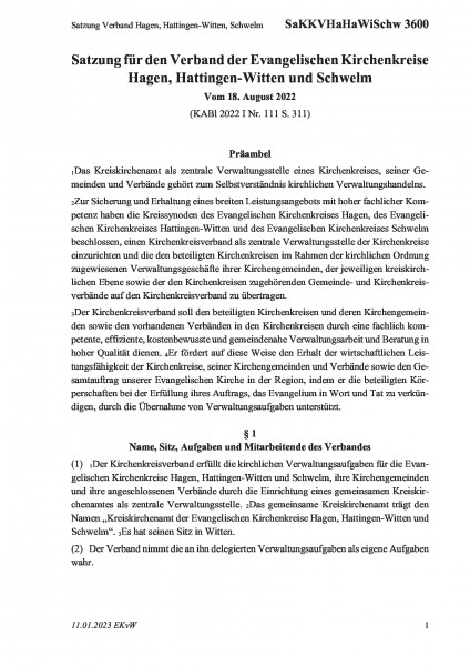 3600 Satzung Verband Hagen, Hattingen-Witten, Schwelm