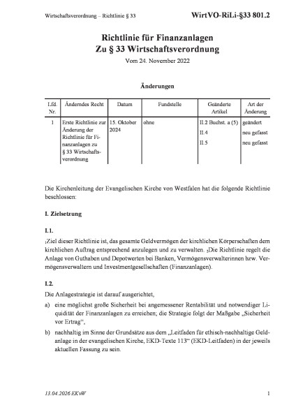 801.2 Wirtschaftsverordnung – Richtlinie § 33