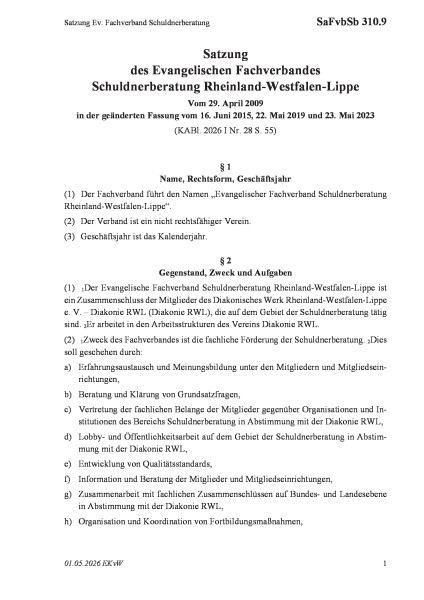 310.9 Satzung Ev. Fachverband Schuldnerberatung