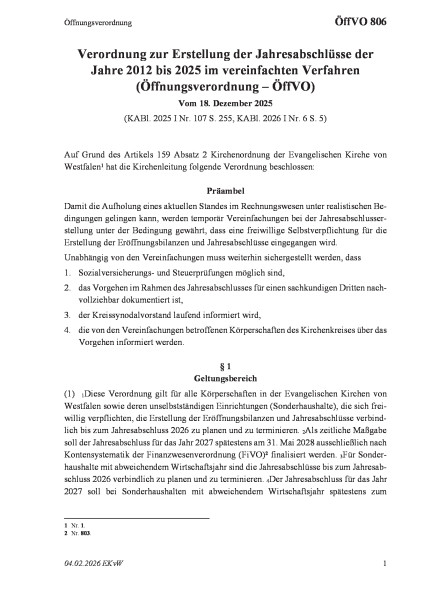 806 Öffnungsverordnung