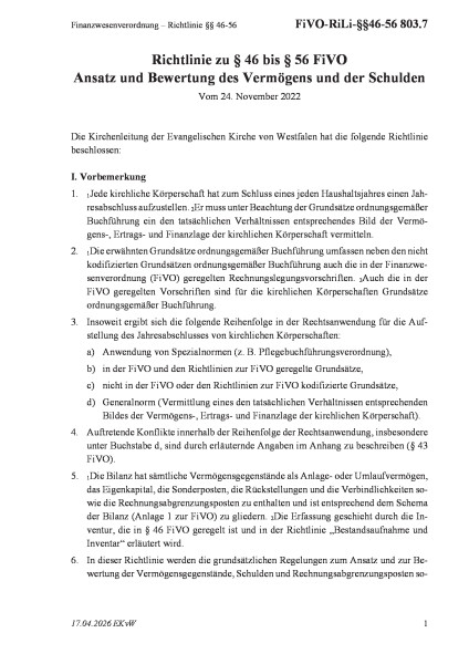 803.7 Finanzwesenverordnung – Richtlinie §§ 46-56