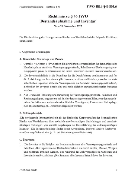 803.6 Finanzwesenverordnung – Richtlinie § 46