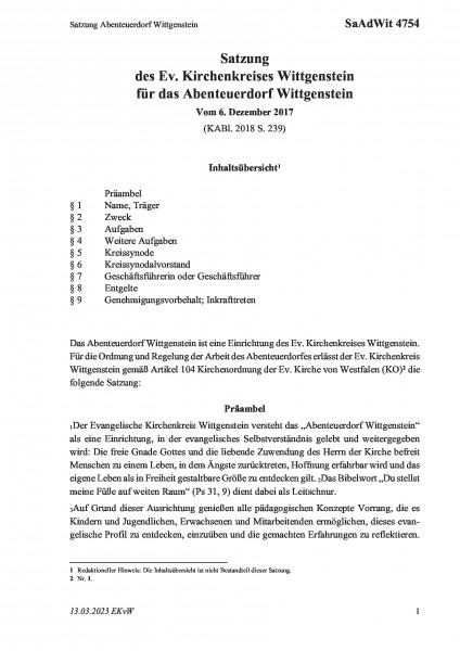 4754 Satzung Abenteuerdorf Wittgenstein