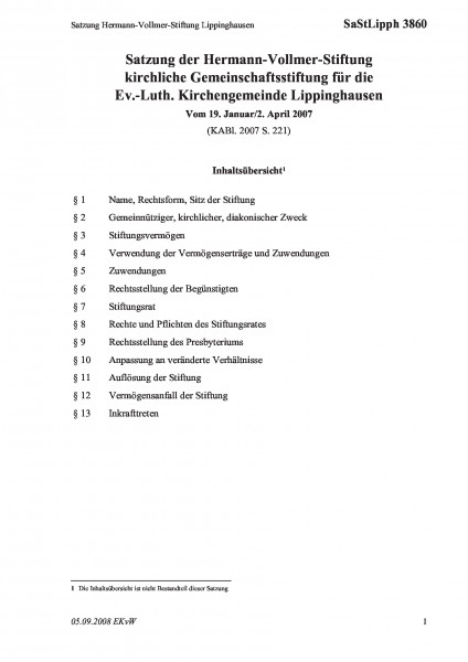 3860 Satzung Hermann-Vollmer-Stiftung Lippinghausen