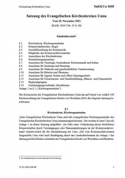 4650 Kreissatzung Kirchenkreis Unna