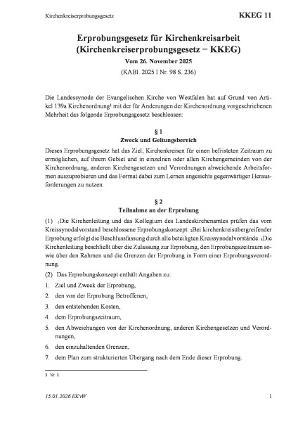 11 Kirchenkreiserprobungsgesetz
