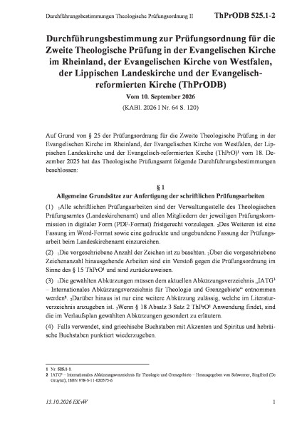 525.1-2 Durchführungsbestimmungen Theologische Prüfungsordnung II
