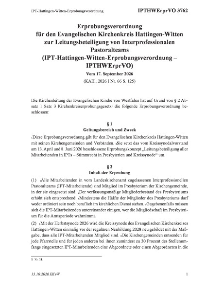 3762 IPT-Hattingen-Witten-Erprobungsverordnung
