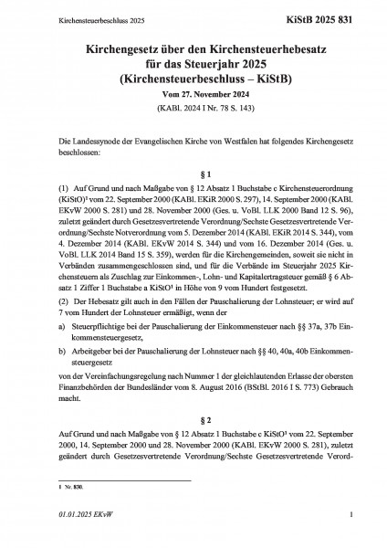 831 Kirchensteuerbeschluss 2025