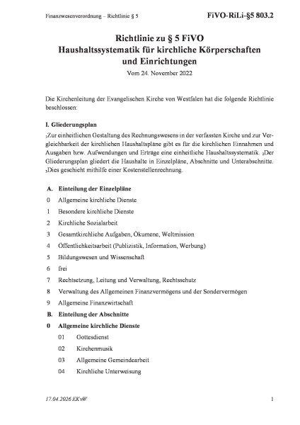803.2 Finanzwesenverordnung – Richtlinie § 5