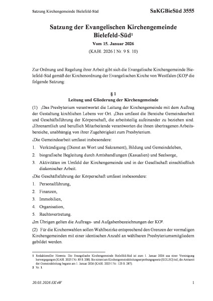 3555 Satzung Kirchengemeinde Bielefeld-Süd