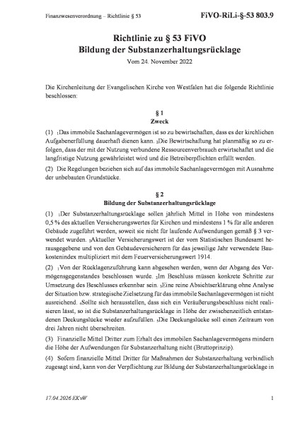 803.9 Finanzwesenverordnung – Richtlinie § 53