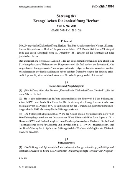 3810 Satzung Diakoniestiftung Herford