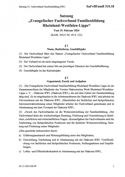 310.18 Satzung Ev. Fachverband Familienbildung RWL