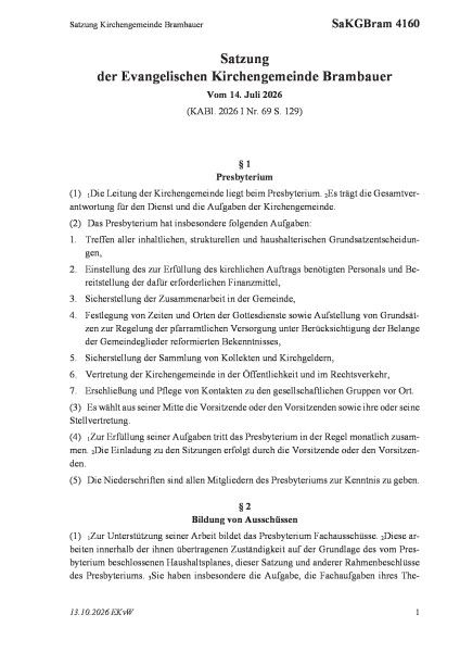 4160 Satzung Kirchengemeinde Brambauer