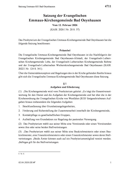 4711 Satzung Emmaus-KG Bad Oeynhausen