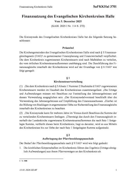 3701 Finanzsatzung Kirchenkreis Halle