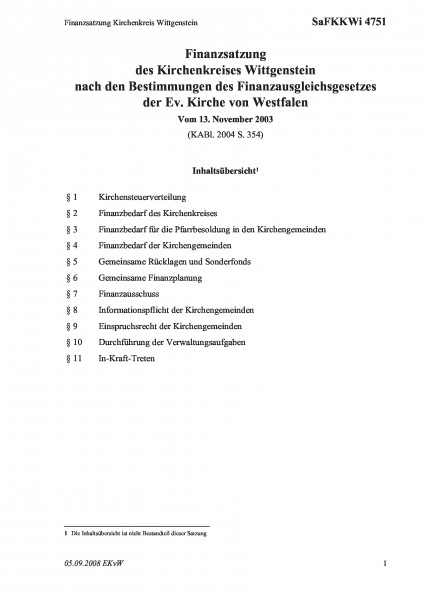 4751 Finanzsatzung Kirchenkreis Wittgenstein