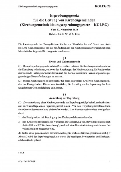 20 Kirchengemeindeleitungserprobungsgesetz