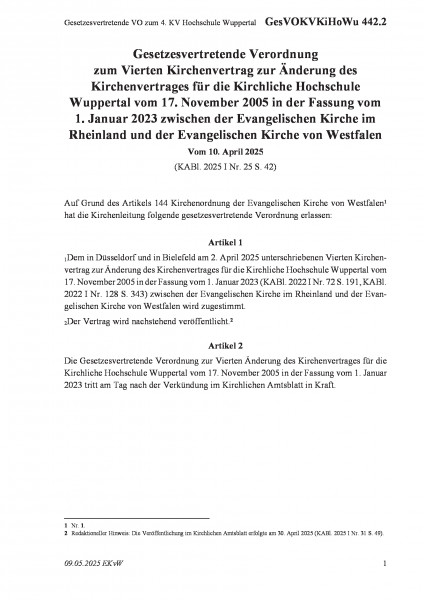 442.2 Gesetzesvertretende VO zum 4. KV Hochschule Wuppertal